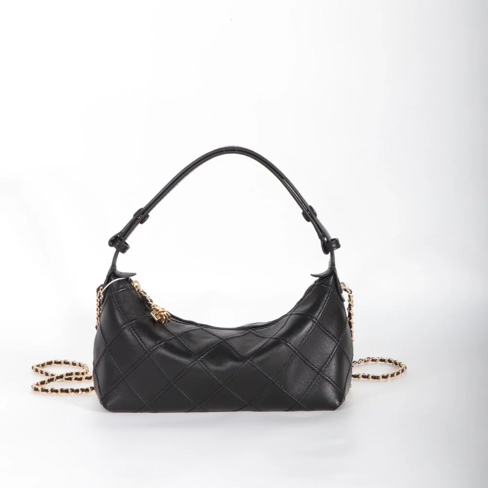 Tory Burch Black Quilted Leather Hobo Shoulder Bag